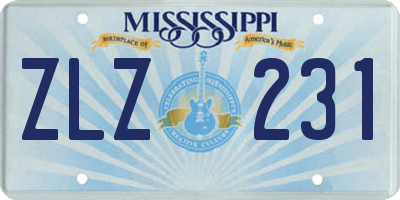 MS license plate ZLZ231
