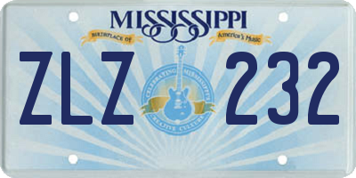 MS license plate ZLZ232