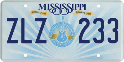 MS license plate ZLZ233