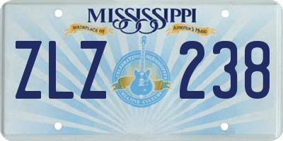 MS license plate ZLZ238