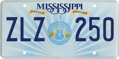 MS license plate ZLZ250