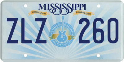 MS license plate ZLZ260
