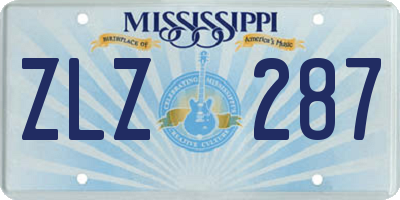 MS license plate ZLZ287