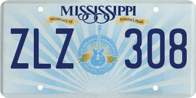 MS license plate ZLZ308