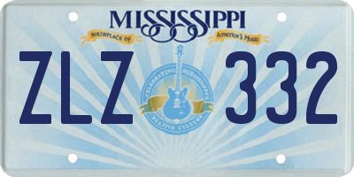 MS license plate ZLZ332