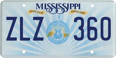 MS license plate ZLZ360