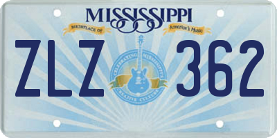 MS license plate ZLZ362