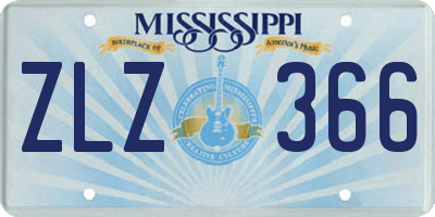 MS license plate ZLZ366