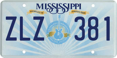 MS license plate ZLZ381