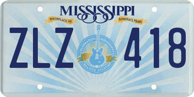 MS license plate ZLZ418