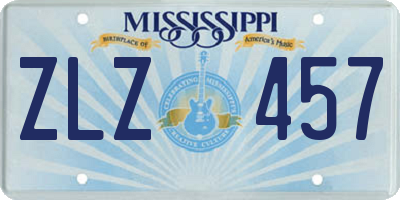 MS license plate ZLZ457