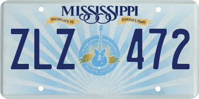 MS license plate ZLZ472