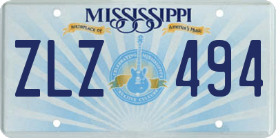 MS license plate ZLZ494