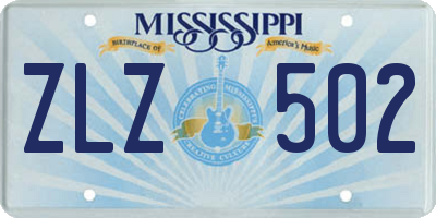 MS license plate ZLZ502