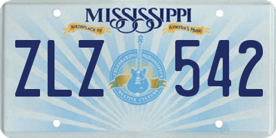 MS license plate ZLZ542