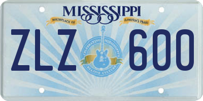 MS license plate ZLZ600