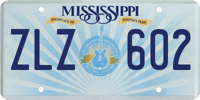 MS license plate ZLZ602