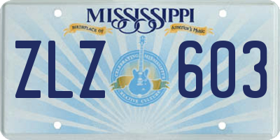 MS license plate ZLZ603