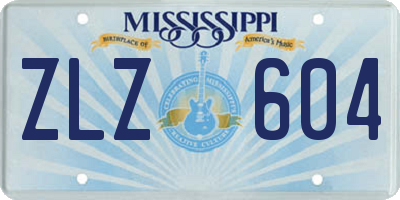 MS license plate ZLZ604