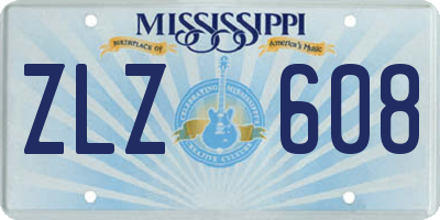 MS license plate ZLZ608