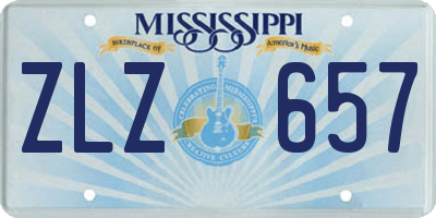 MS license plate ZLZ657