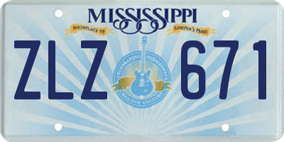 MS license plate ZLZ671