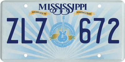 MS license plate ZLZ672