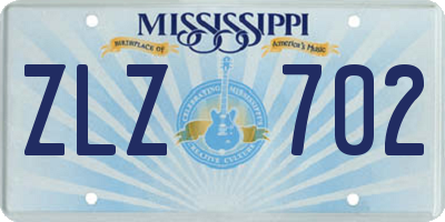 MS license plate ZLZ702