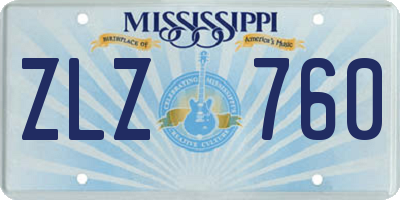 MS license plate ZLZ760