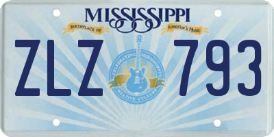 MS license plate ZLZ793