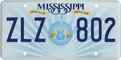 MS license plate ZLZ802