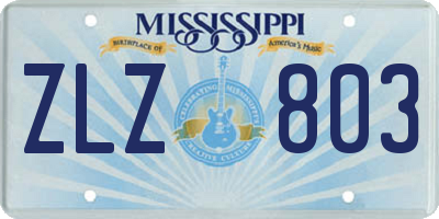 MS license plate ZLZ803