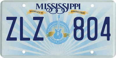 MS license plate ZLZ804