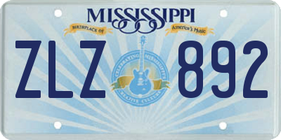 MS license plate ZLZ892