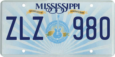 MS license plate ZLZ980