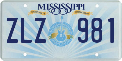 MS license plate ZLZ981