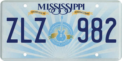 MS license plate ZLZ982