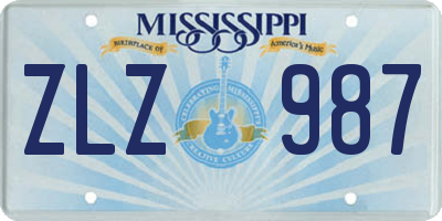 MS license plate ZLZ987