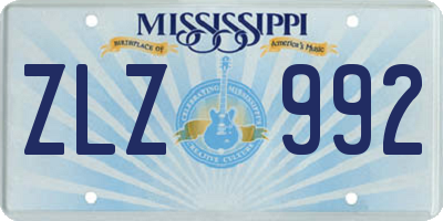 MS license plate ZLZ992