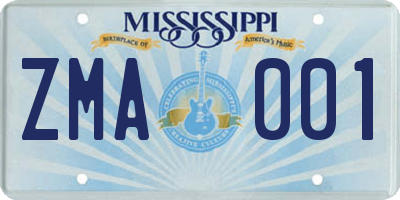 MS license plate ZMA001