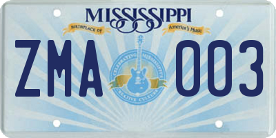 MS license plate ZMA003