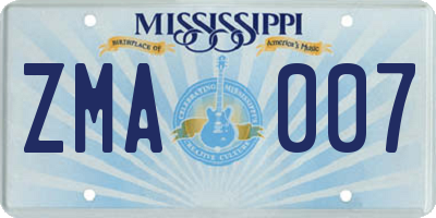 MS license plate ZMA007
