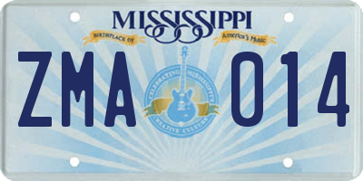 MS license plate ZMA014