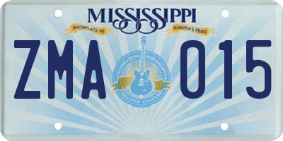 MS license plate ZMA015