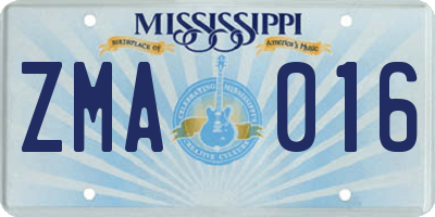 MS license plate ZMA016