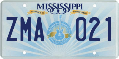 MS license plate ZMA021