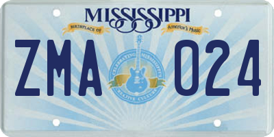 MS license plate ZMA024