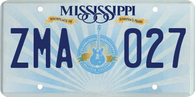 MS license plate ZMA027