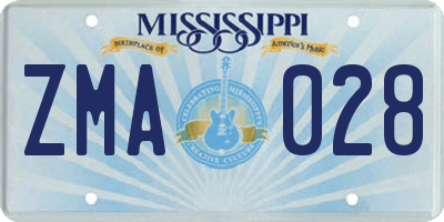 MS license plate ZMA028
