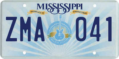 MS license plate ZMA041